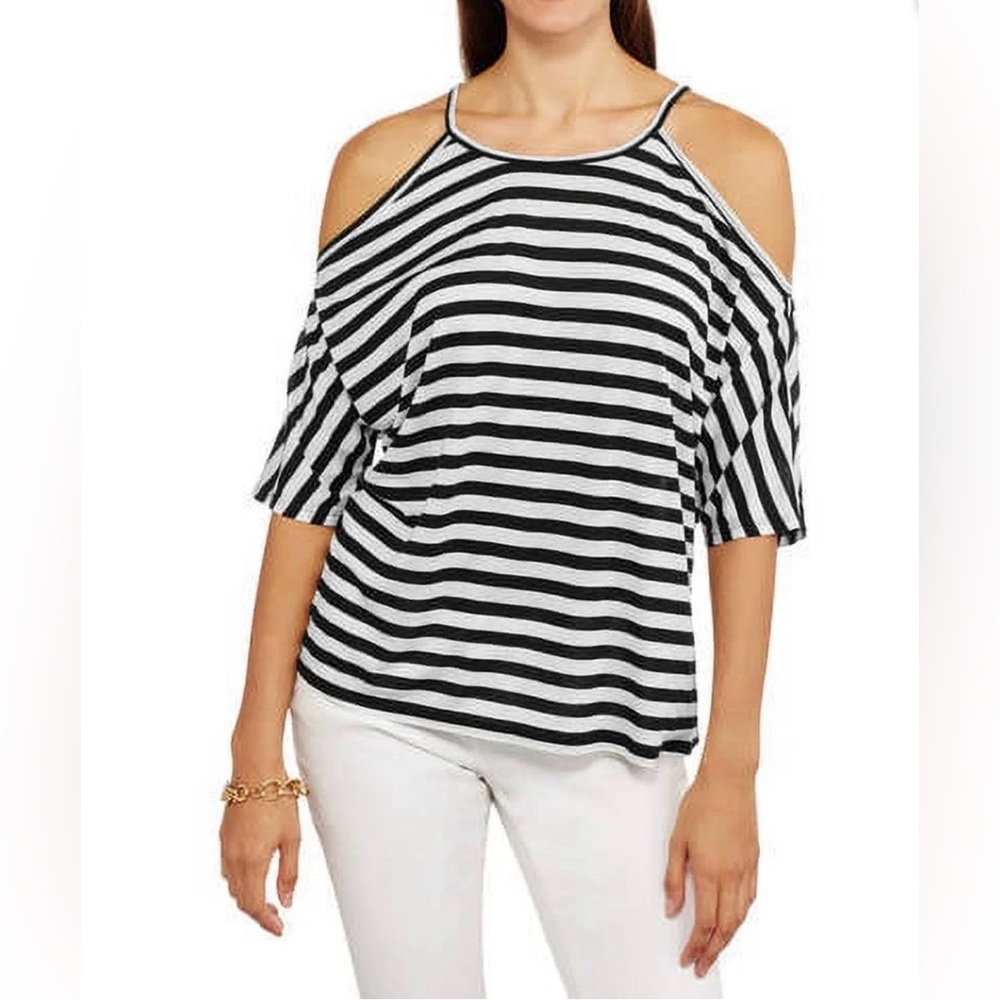 NWT - Striped Cold Shoulder Knit Top.